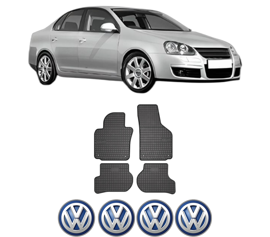 Set covorase presuri Volkswagen JETTA III din 2003-2009, auto, din cauciuc thermoplastic, 4 Stickere auto cu Volkswagen