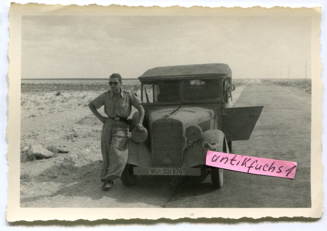 WL-Kübelwagen mit Divisions-Wappen in Afrika beim Afrikakorps im