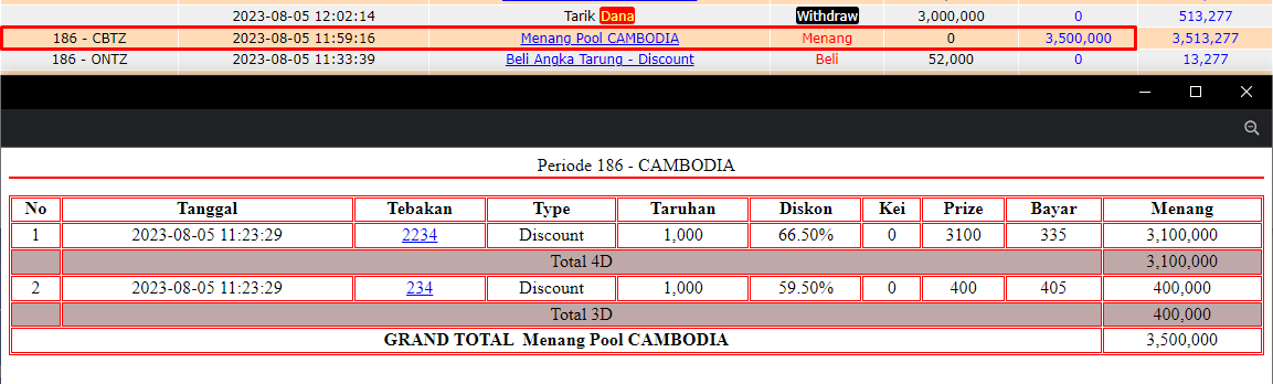 Bukti JP togel hari ini