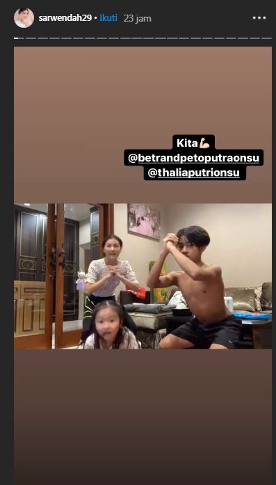 Sarwendah dan Thalia temani Betrand Peto olahraga