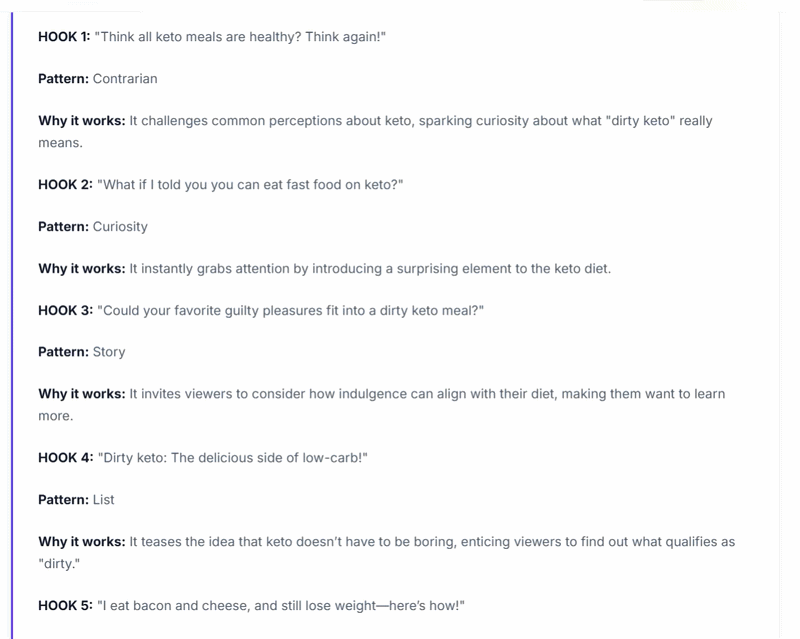 TikTok Hooks Preview
