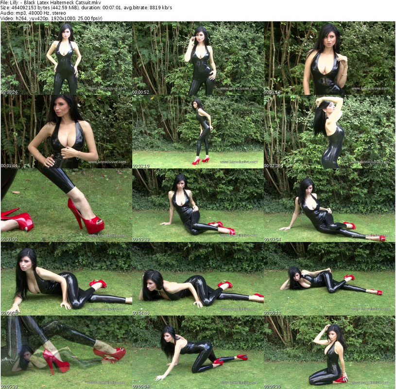 Lilly - Black Latex Halterneck Catsuit_s