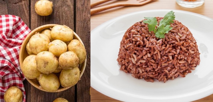 Kentang dan nasi merah
