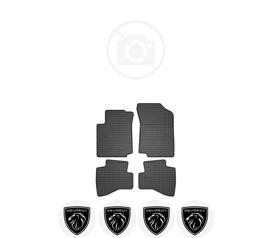 Set covorase presuri PEUGEOT 108 din 2014-2018, auto, din cauciuc thermoplastic, 4 Stickere auto cu PEUGEOT