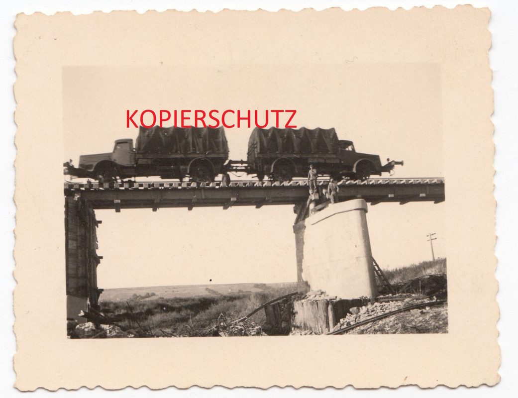 Foto Eisenbahnbrücke Brücke Sdkfz Schienenfahrzeug LKW Belastung