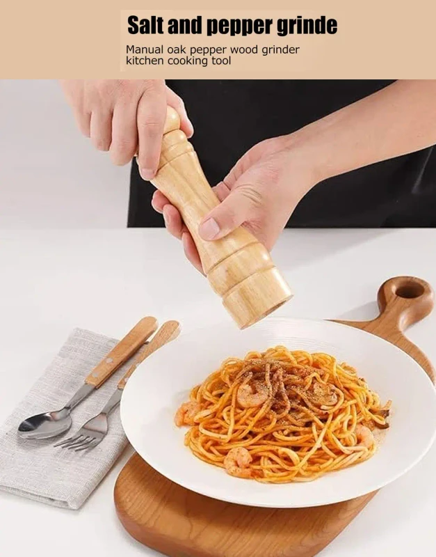 Wooden Manual Black Pepper Grinder Mill – Adjustable Ceramic Core