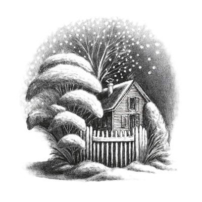 a small house covered in snow