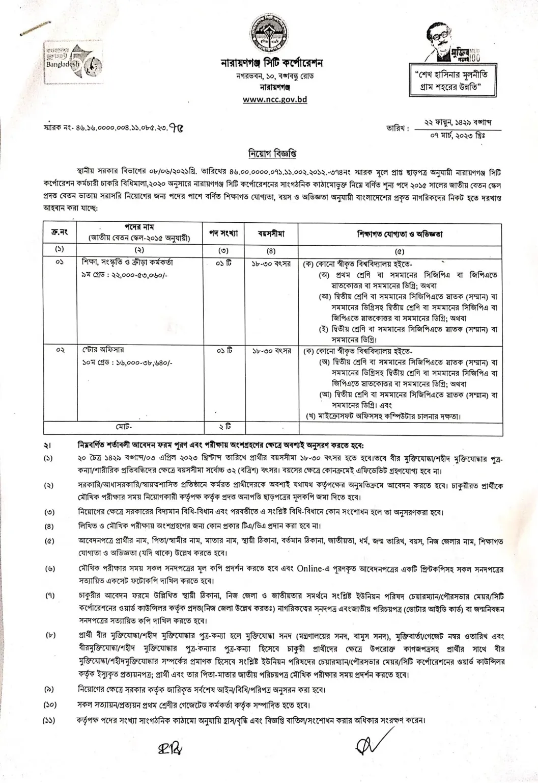 Narayanganj City Corporation Job Circular 2024