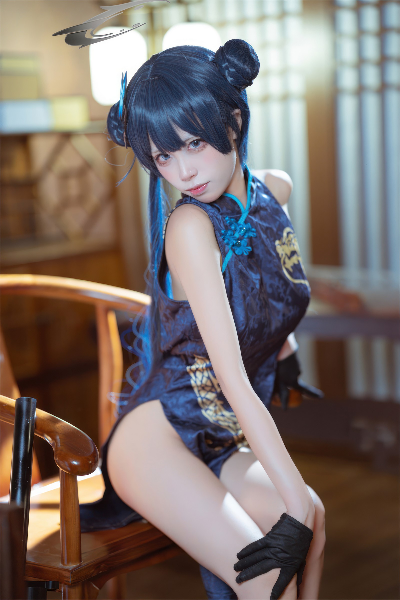 三無人型 COS 二次元：蔚蓝档案龙华妃咲旗袍写真（42P／407M）插图2