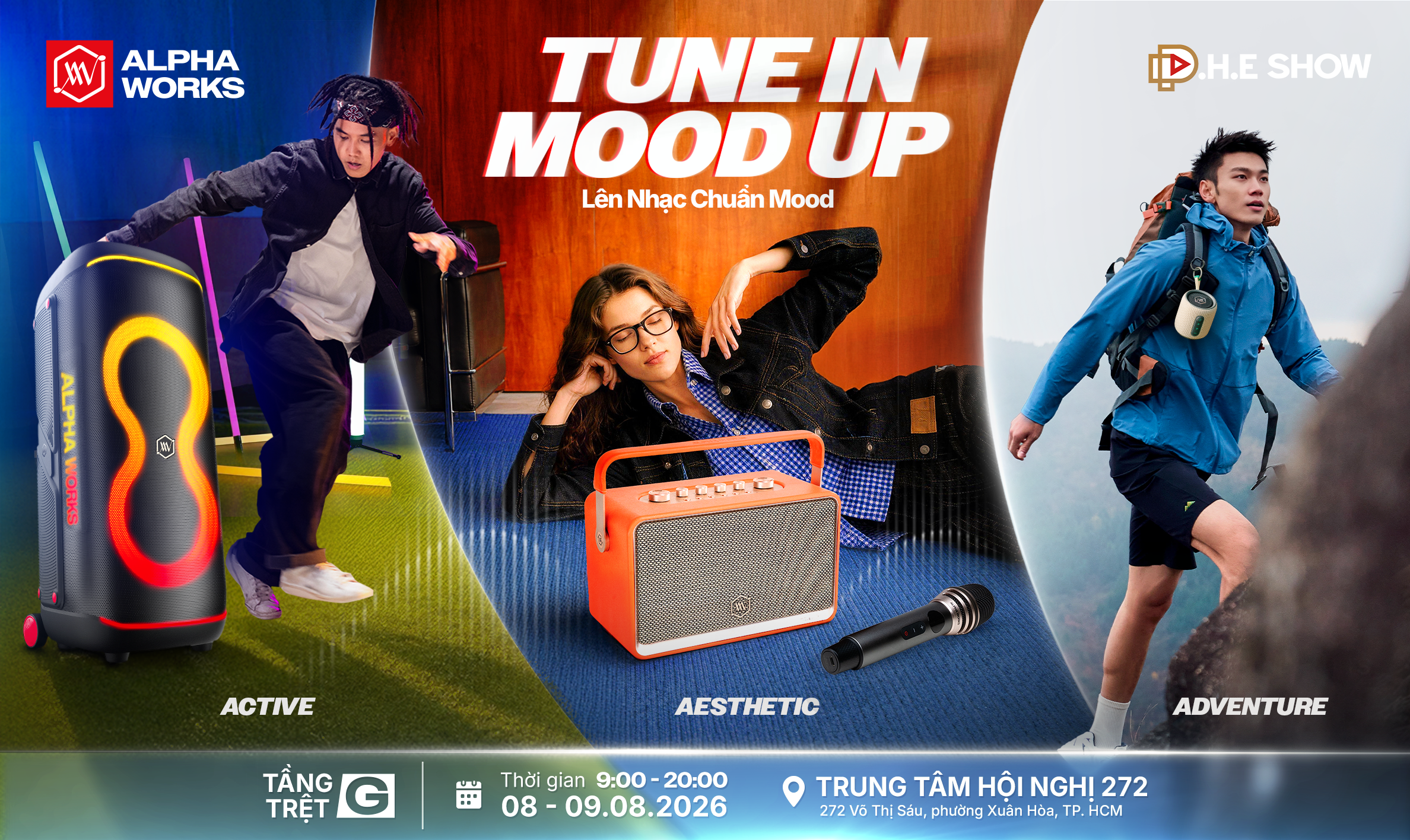 Alpha Works mang “Tune In, Mood Up” đến P.H.E Show 2026: Từ loa retro, loa party đến âm thanh di động và thiết bị đeo
