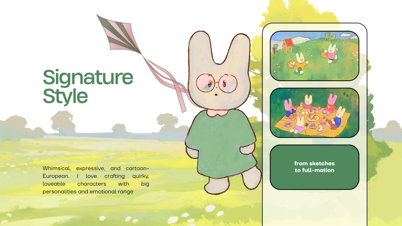 Green and Blue Illustrated Creative Portfolio Presentation