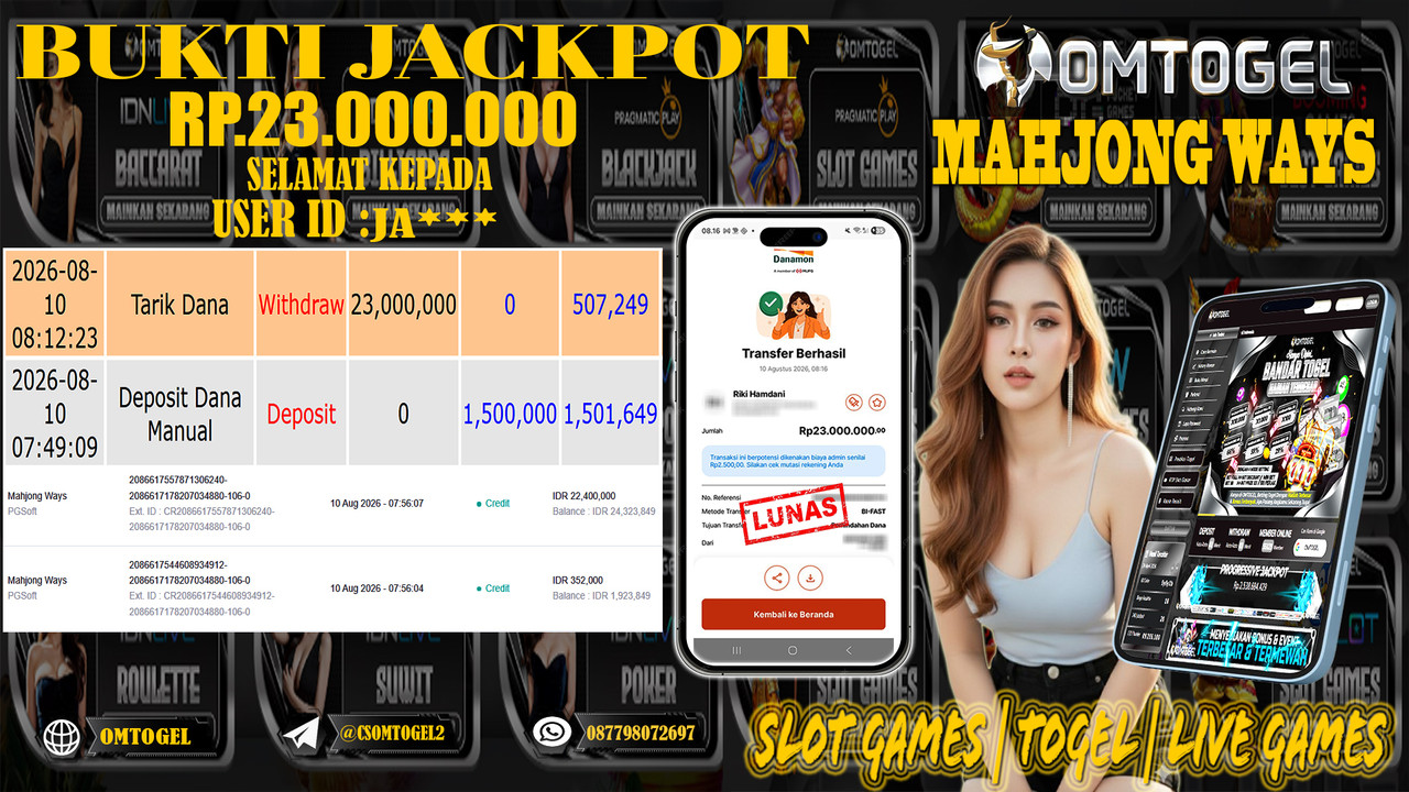 OMTOGEL JACKPOT PG SOFT MAHJONG WAYS  Rp,23,000,000,- DIBAYAR LUNAS