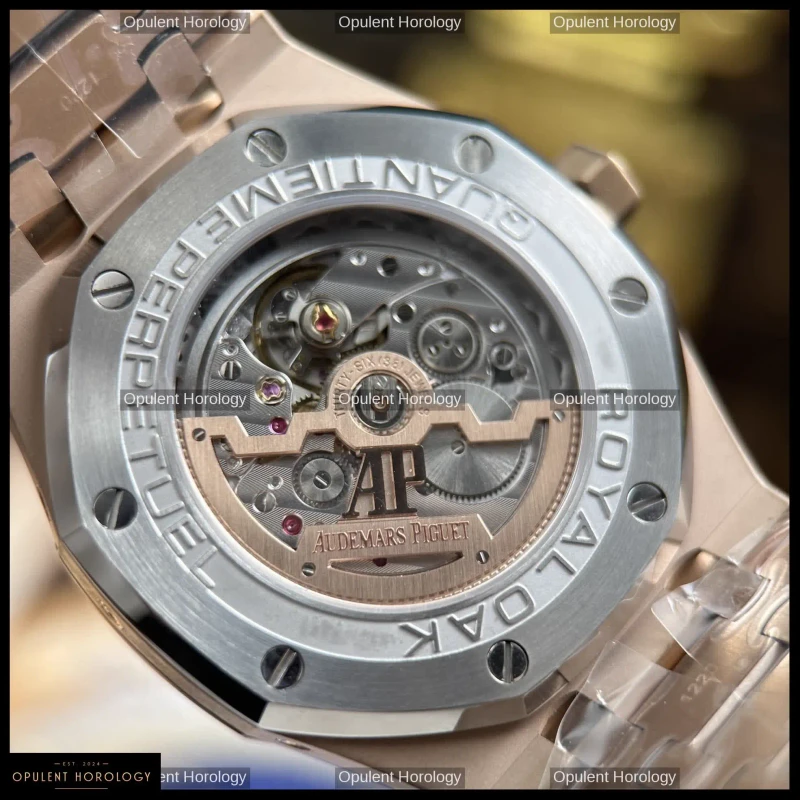 Audemars Piguet Royal Oak Perpetual Calendar 26574OR Rose Gold Plated Blue Grande Tapisserie Dial 41mm Automatic