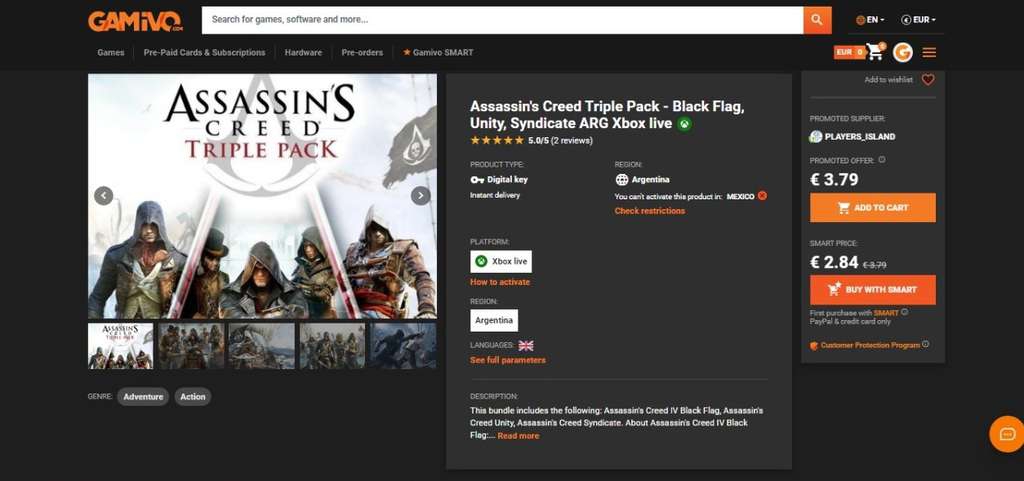 Gamivo: Assassin's Creed Triple Pack XBOX Arg 