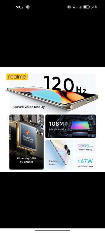 AliExpress: Celular Realme 10 Pro Plus 5G 8|128 GB 
