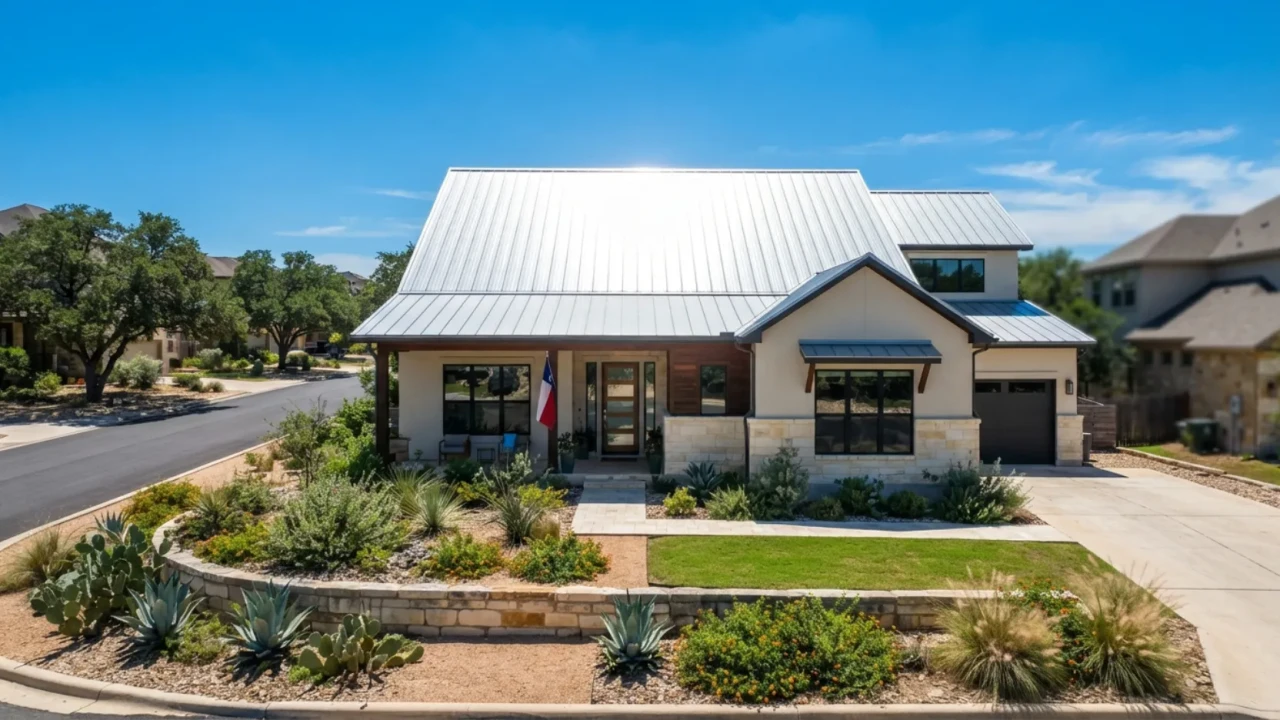 Metal roof heat reflection Texas summer sun San Antonio