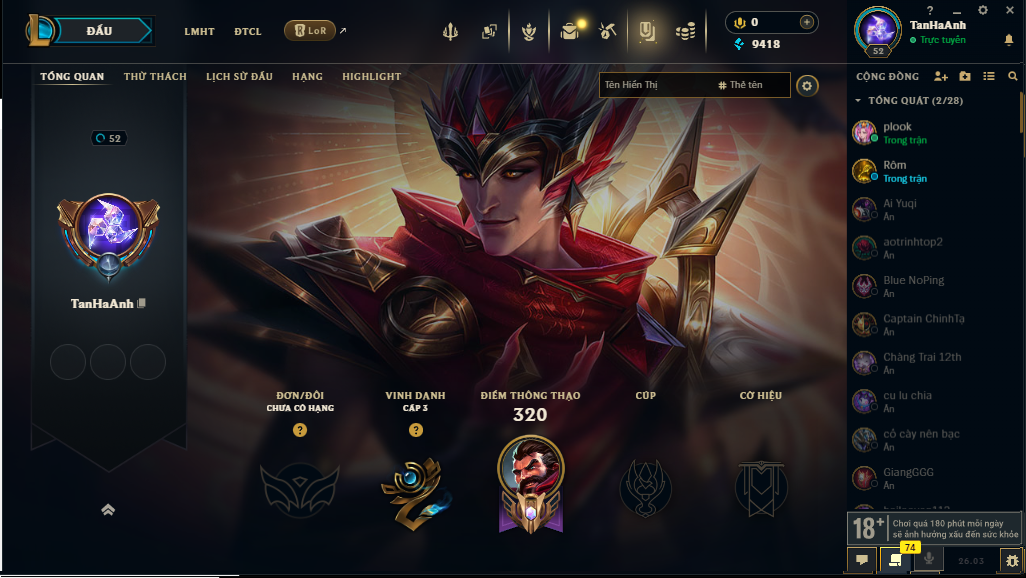 Acc LMHT # - Không Khung