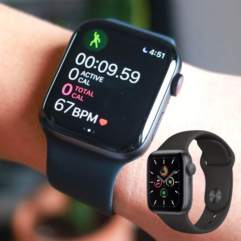 Apple Watch SE 40MM GPS com Case de Alumínio Space Gray e Sport Band Black – MYDP2LL/A