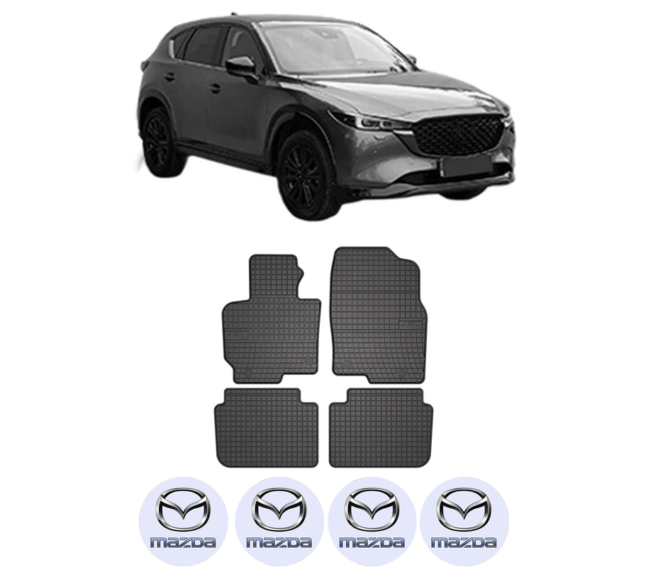 Set covorase presuri MAZDA CX-5 (KF) din 2016-2022, auto, din cauciuc thermoplastic, 4 Stickere auto cu MAZDA