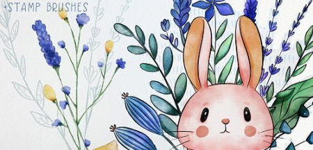 Floral Art in Procreate - Loose Watercolor and Ink Flowers with Cute Animals