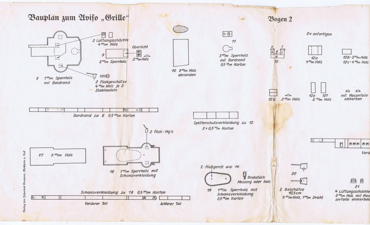 Bauplan-zum-Aviso-Grille-Das-Führer-und-Admiralitätsschiff-der-Deutschen-Flotte-Maßstab-1-300