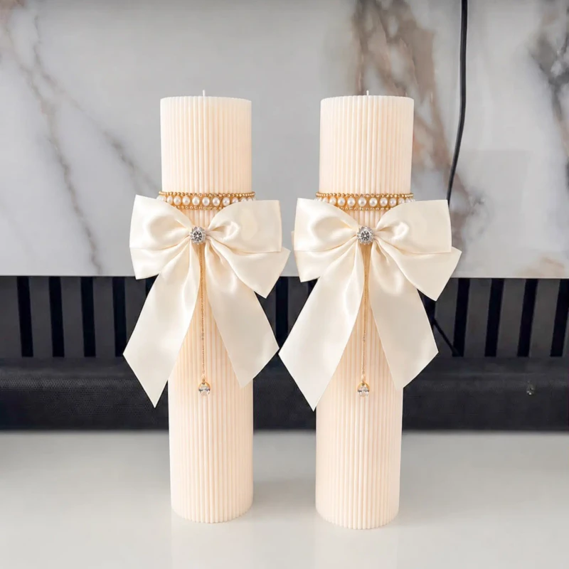 Set lumânări nuntă handmade Elise Pearl