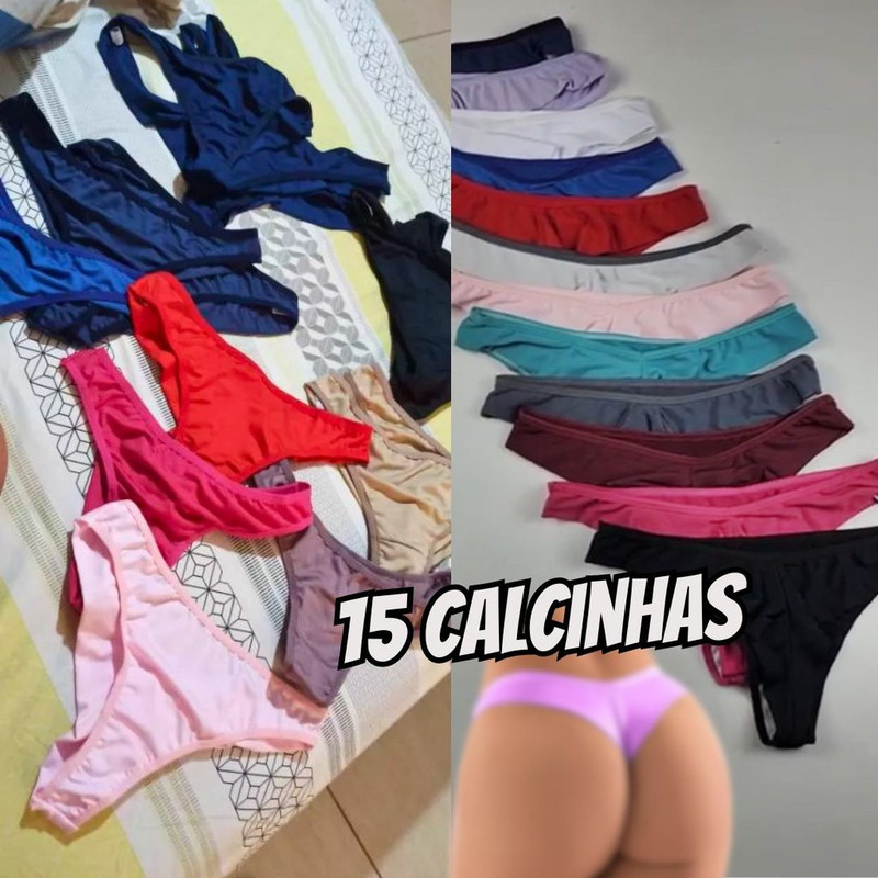 Kit 15 Calcinhas Fio Dental Kyron Fio Duplo Empina Bumbum