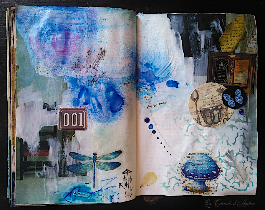 journal créatif - chute bleue