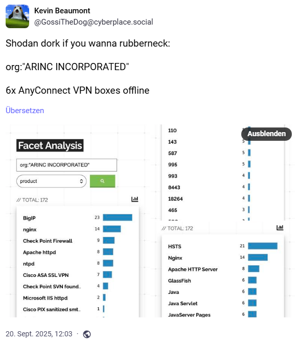 ARIN VPN auf Shodan.io