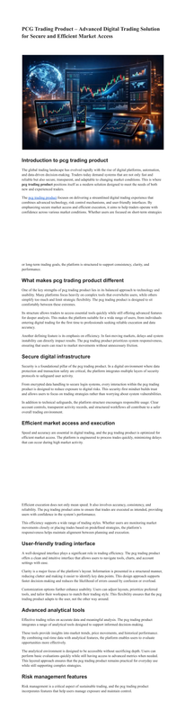 PCG Trading Product Advanced Digital Trading Solution for Secure and Efficient Market Access