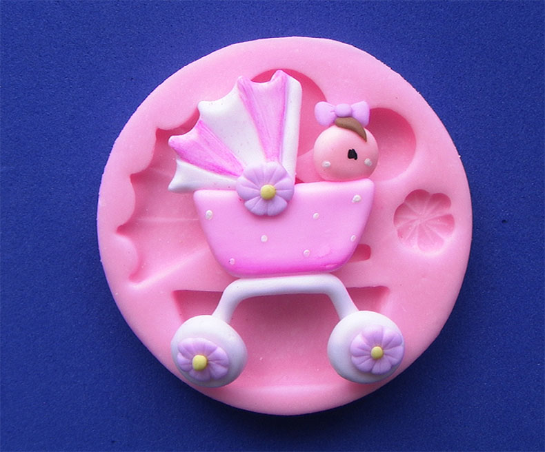 Molde Silicona coche de bebé para tortas fondant y artesanías