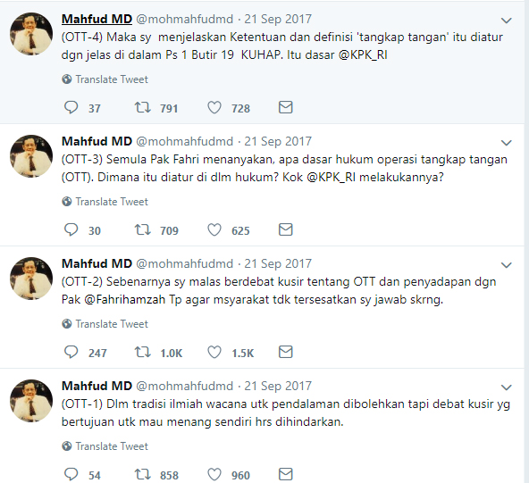 Cuitan Mahfud MD tentang OTT