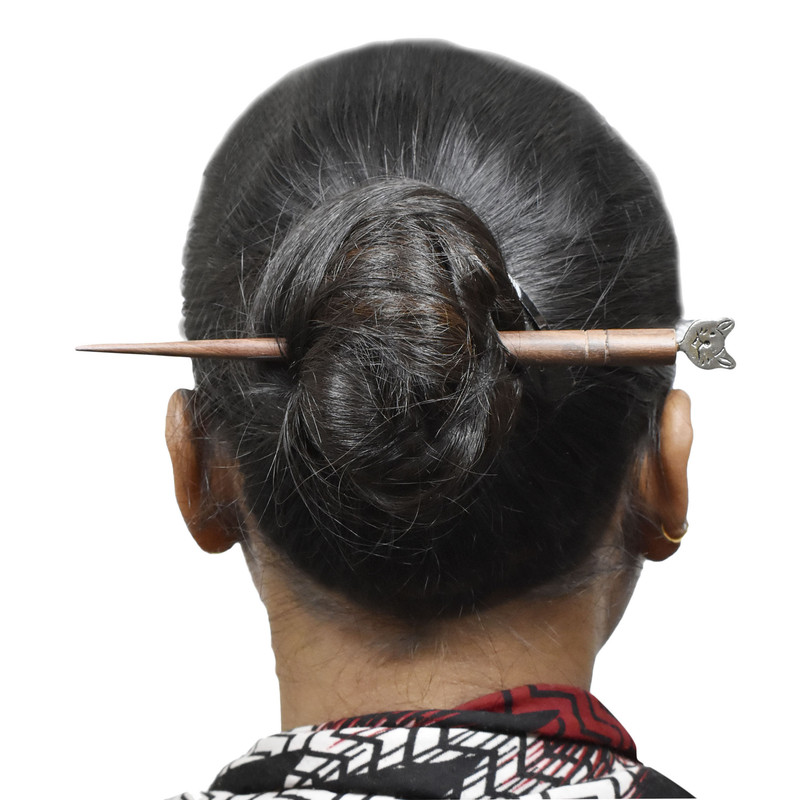 Women Juda Hair Pin Wood & Metal Handmade Beautiful Design Traditional Stick Pin - Picture 38 of 40