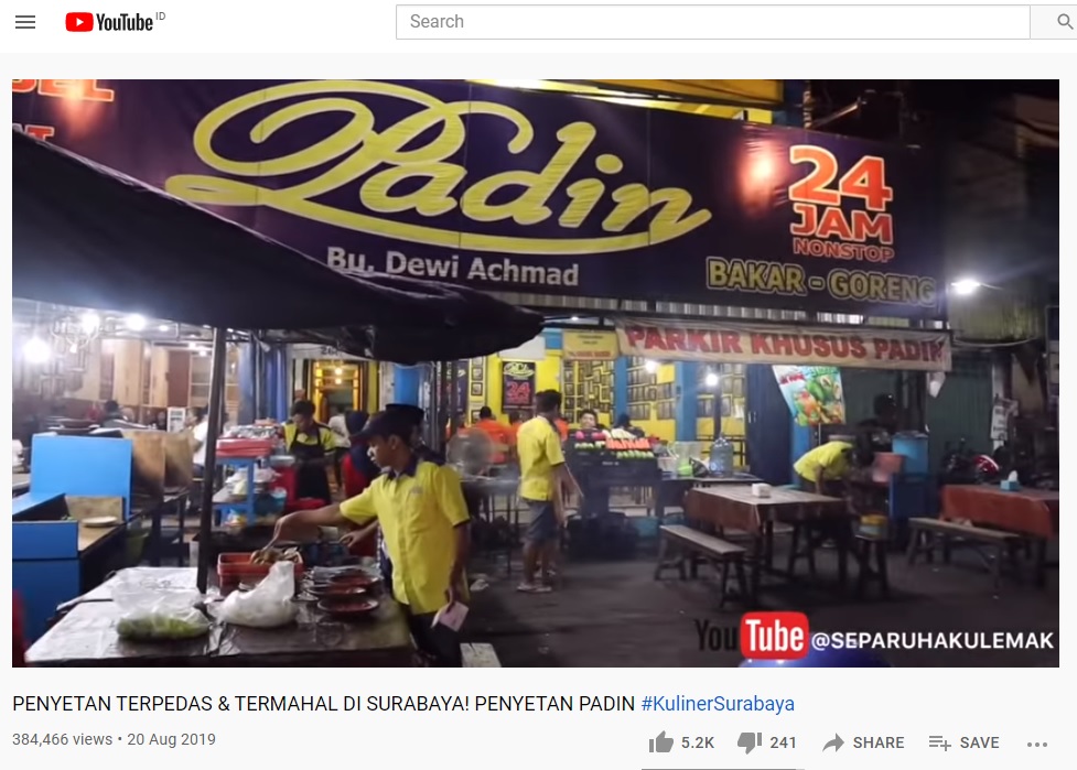 Tangkapan layar video Penyetan Padin Surabaya.