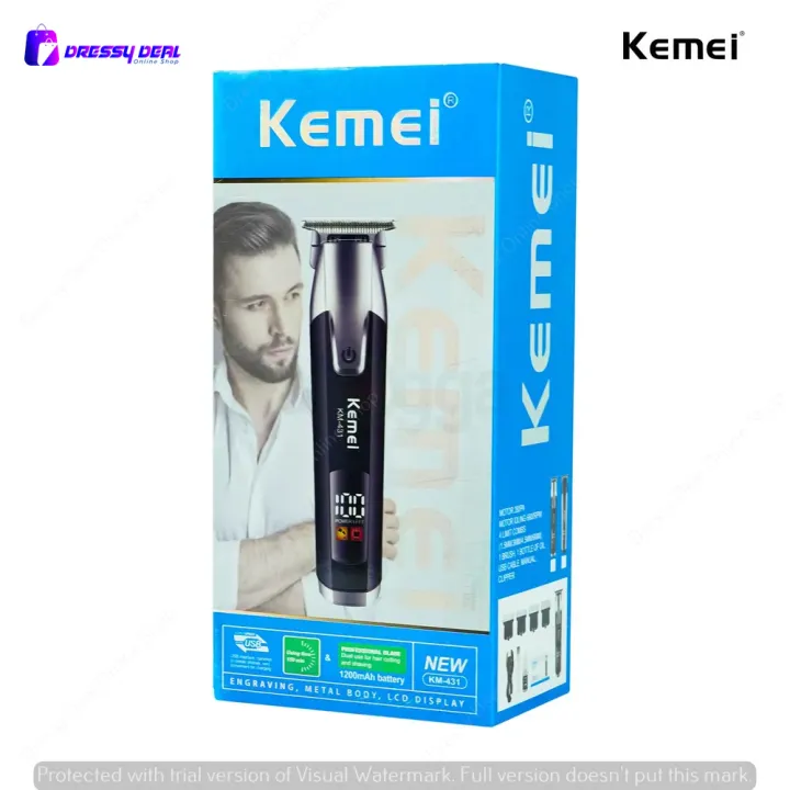 Kemei KM-431 Rechargeable LCD Screen Professional Hair Trimmer for Men
