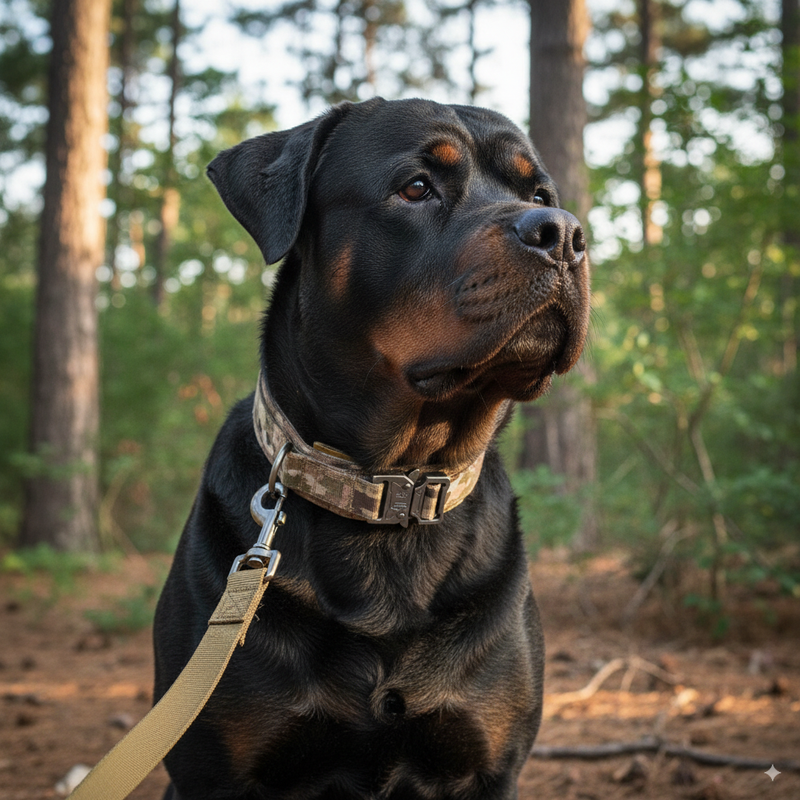 Tactical dog collar with high-strength alloy buckle in laser-cut nylon fabric