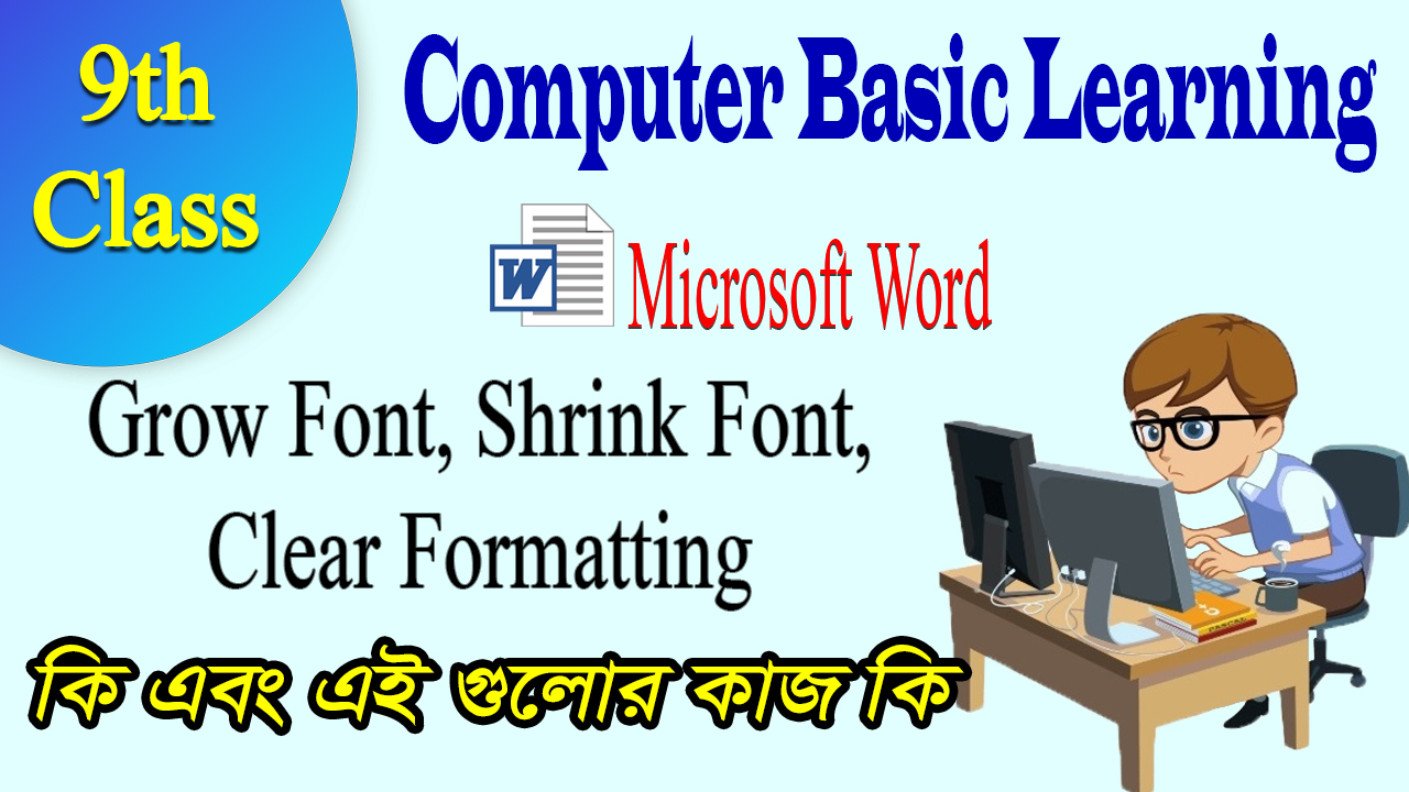 Grow Font in ms word, Shrink Fon  in ms word, Clear Formatting  in ms word