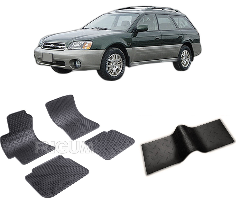 Set covorase auto SUBARU OUTBACK III din 2003-2009, cu covoras tunel median, CAROSERIE COMBI, Presuri cauciuc 100%, compatibil cu autoturismul SUBARU OUTBACK III, Rigum