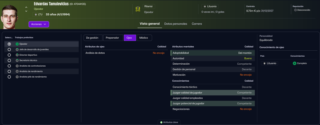 Edvardas Tamulevicius ojeador 2027