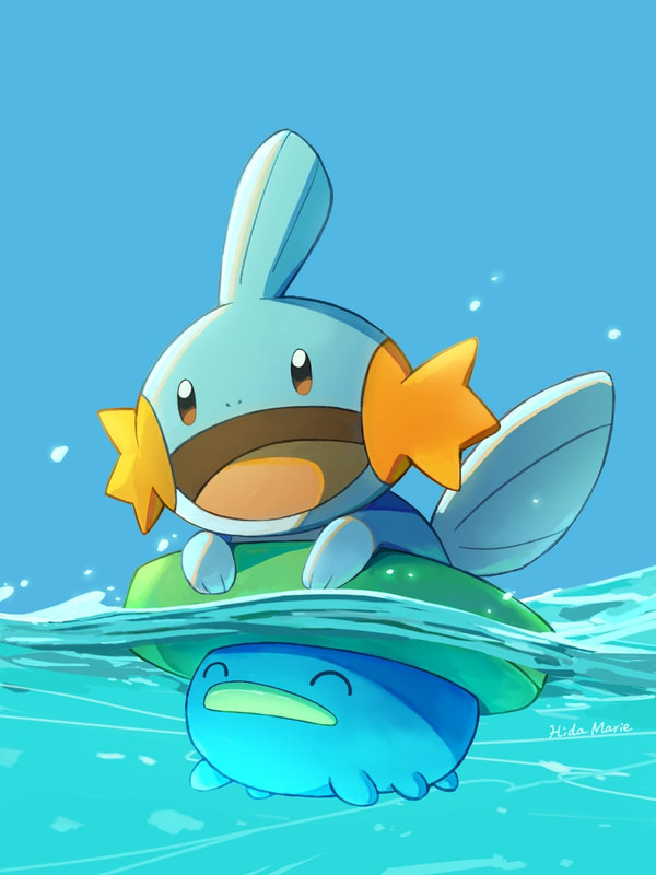 mudkip-and-lotad-pokemon-drawn-by-hidama
