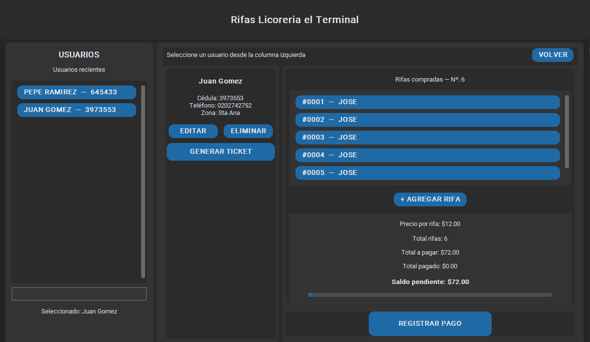 Captura de pantalla de Rifas El Terminal 2