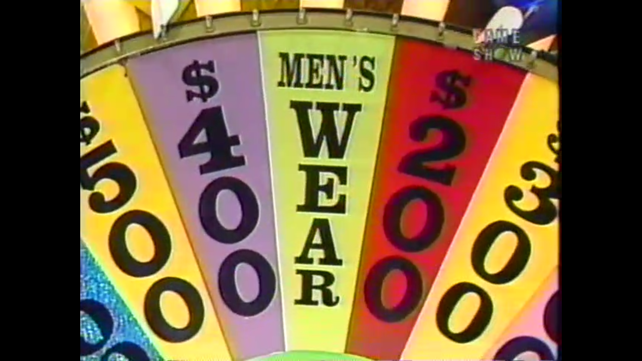 S6 E1115 1989 04 17 (Karen Judi Marlene) R2 Wheel PRIZE MENS WEAR S6