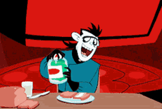 Animated GIF of Dr. Drakken humorously struggling and failing to open a pickle jar.