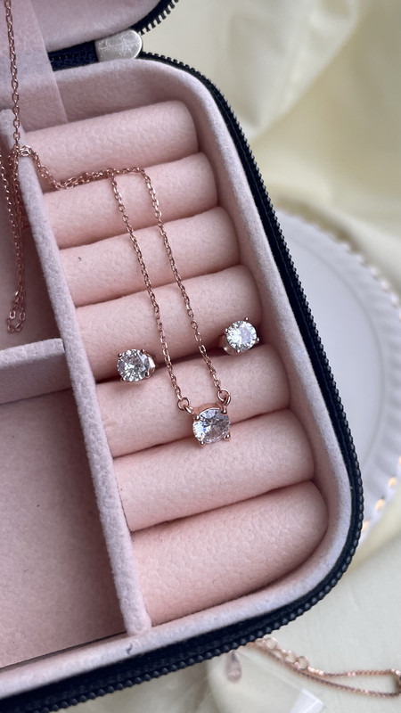 Conjunto de Circonita con baño de oro rosa