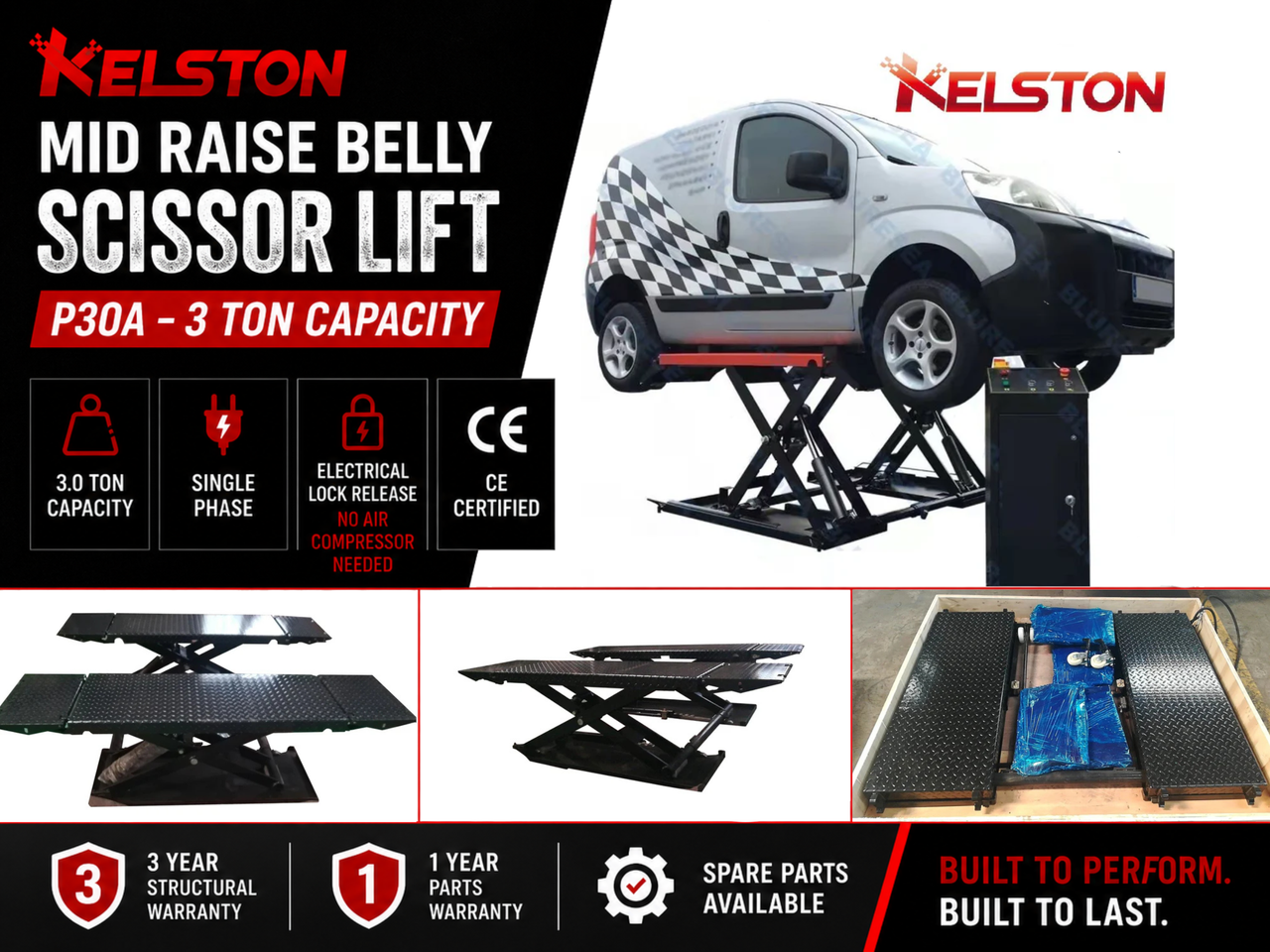 Mid Raise Belly Scissor Lift P30A – 3 Ton Capacity