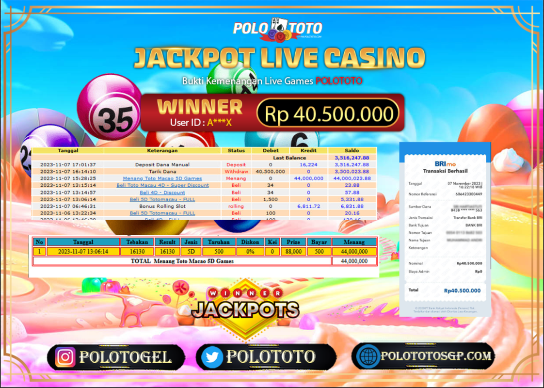 BUKTI PEMBAYARAN JACKPOT DIPOLOTOTO DIBAYAR LUNAS!!!
