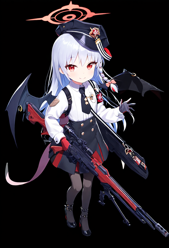 1 girl, healthyman, haruna (blue archive), aged down, {little child}, black back s-2537458466