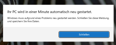 Reboot-Meldung