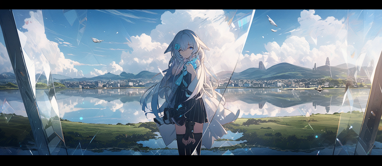 __Transparent_sea_and_city_girl_reflected_in_prism_fisheye_lens_fff8df94-a121-4559-bafb-8639b18c7c02