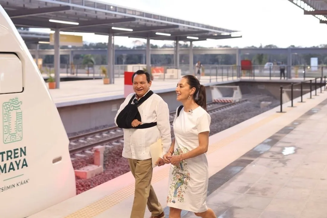 Claudia Sheinbaum viaja en el Tren Maya para iniciar gira en Yucatán